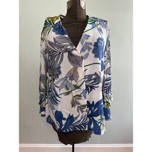 Le Gali blue floral print Penelope blouse size XL NWT